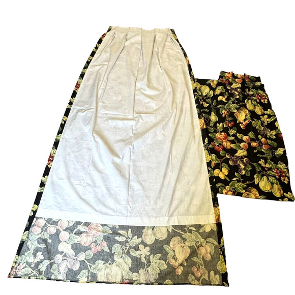 Custom Made Pinch Pleat Curtain Pair Vintage P Kaufman Fruit Print 45x84 - Picture 2 of 8